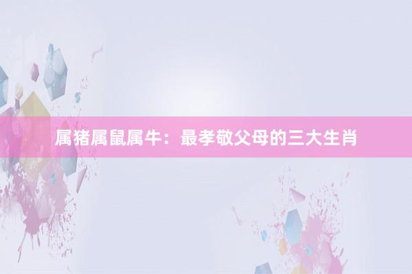 属猪属鼠属牛：最孝敬父母的三大生肖