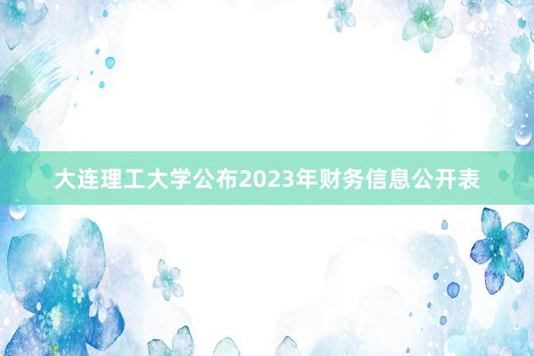 大连理工大学公布2023年财务信息公开表